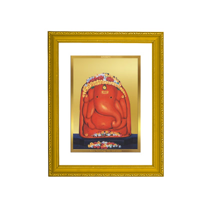 DIVINITI 24K Gold Plated Foil Lord Ganesha Stylish Photo Frame Idol for Wall Hanging, Home Decor, Puja Room, Workshop, Gift|DG101 Size 2 (22.6x18.4 CM)