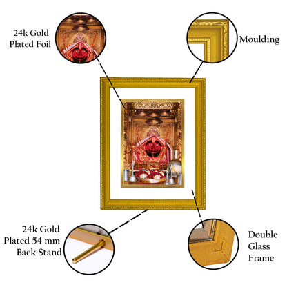 DIVINITI 24K Gold Plated Foil Salasar Balaji Wooden Luxurious Wall Photo Frame Idol for Home Decor, Puja Room, Workshop, Gift | DG101 Size 2 (22.6x18.4 CM)