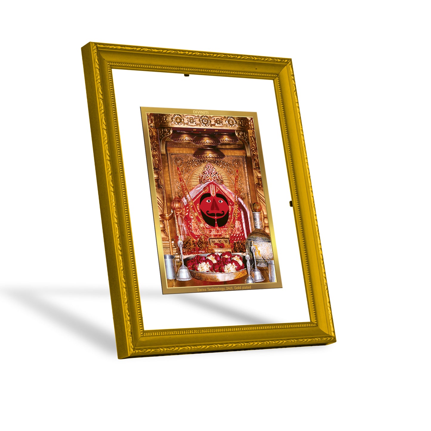 DIVINITI 24K Gold Plated Foil Salasar Balaji Wooden Luxurious Wall Photo Frame Idol for Home Decor, Puja Room, Workshop, Gift | DG101 Size 2 (22.6x18.4 CM)