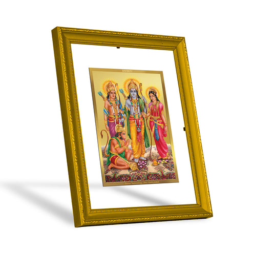 DIVINITI 24K Gold Plated Foil Lord Ram Darbar Wooden Exquisite Photo Frame Idol for Workshop, Wall Hanging, Home Decor, Premium Gift | DG101 Size 2 (22.6x18.4 CM)