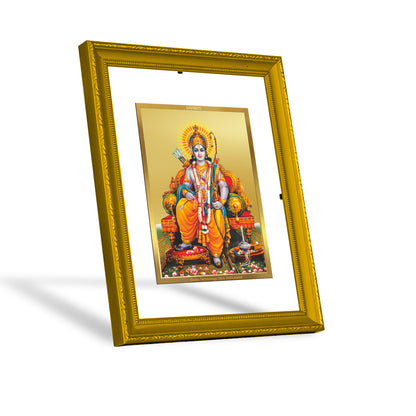 DIVINITI 24K Gold Plated Shri Ram Elegant Photo Frame Idol for Puja Room, Home Wall Decor, Workshop, Table Top, Premium Gift|DG101 Size 2 (22.6x18.4 CM)