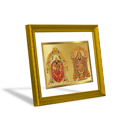 DIVINITI 24K Gold Plated Padmavathi Balaji Wooden Classic Photo Frame Idol for Home & Office Decor, Wall Hanging, Workshop, Table Top, Gift | DG101 Size 2 (22.6x18.4 CM)