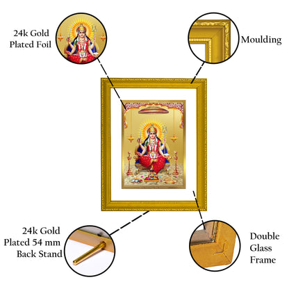 DIVINITI 24K Gold Plated Foil Santoshi Mata Premium Wall Photo Frame Idol for Puja Room, Workshop, Home Decor, Gift|DG101 Size 2 (22.6x18.4 CM)