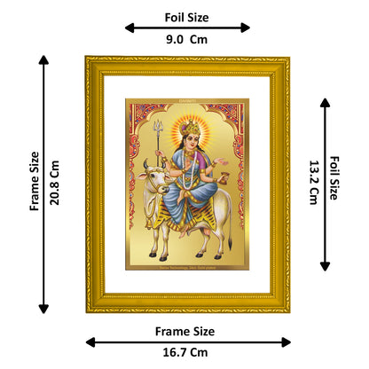 DIVINITI 24K Gold Plated Mahagauri Mata Wooden Luxurious Photo Frame Idol for Wall Hanging, Home Decor, Workshop, Table Top, Luxury Gift | DG113 Size 2 (22.6x18.4 CM)