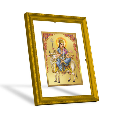 DIVINITI 24K Gold Plated Mahagauri Mata Wooden Luxurious Photo Frame Idol for Wall Hanging, Home Decor, Workshop, Table Top, Luxury Gift | DG113 Size 2 (22.6x18.4 CM)