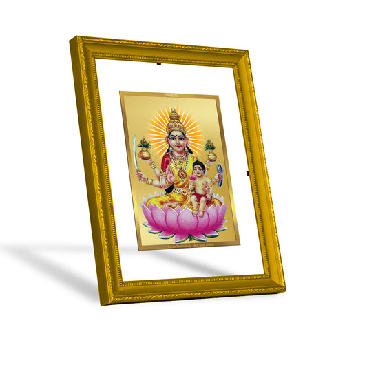 DIVINITI 24K Gold Plated Foil Santana Lakshmi Wooden Wall Decor Photo Frame Idol for Puja Room, Workshop, Home Decor, Gift | DG101 Size 2 (22.6x18.4 CM)