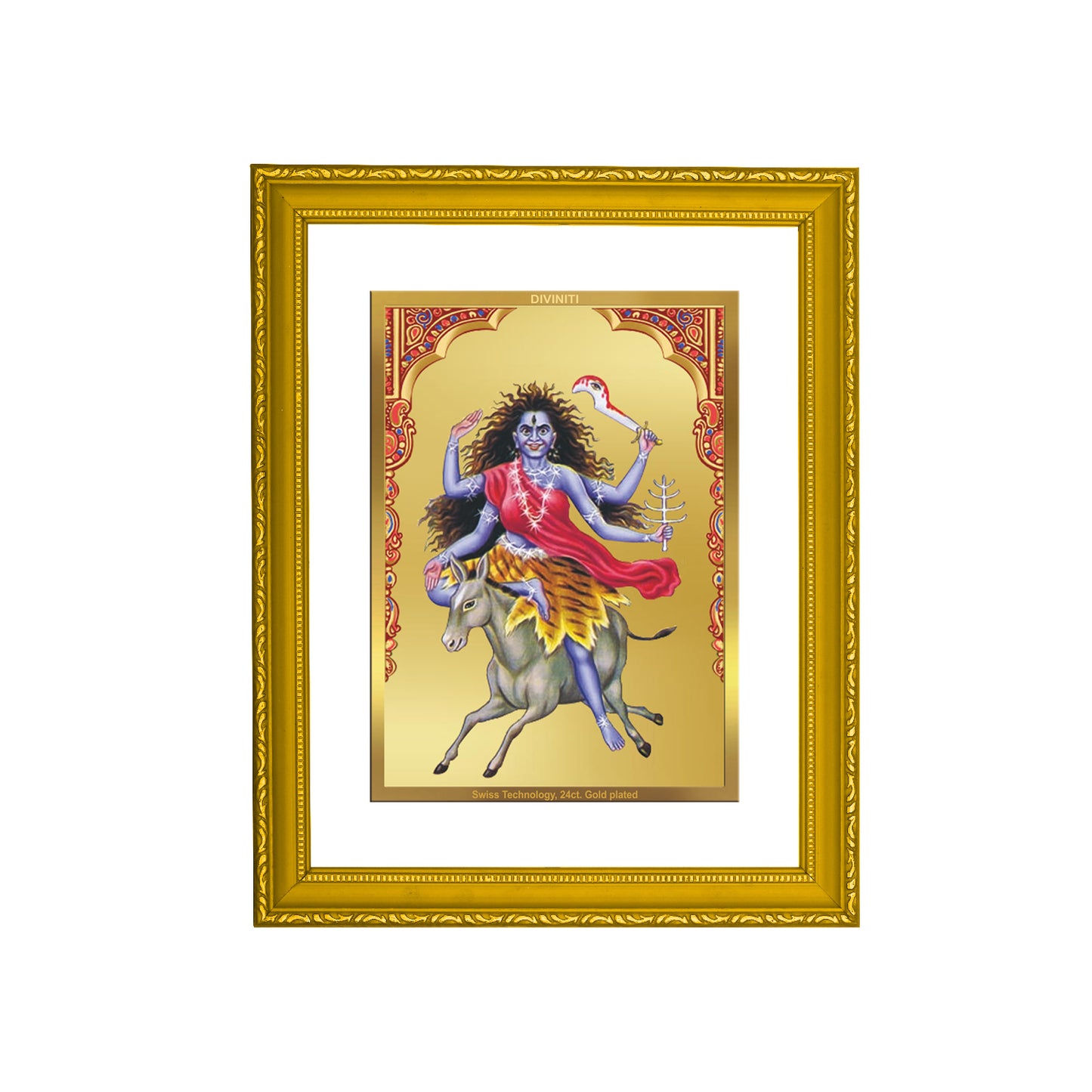 DIVINITI 24K Gold Plated Narasimha Premium Photo Frame Idol for Wall Hanging, Workshop, Table Top, Home Decor, Luxury Gift|DG113 Size 2 (22.6x18.4 CM)