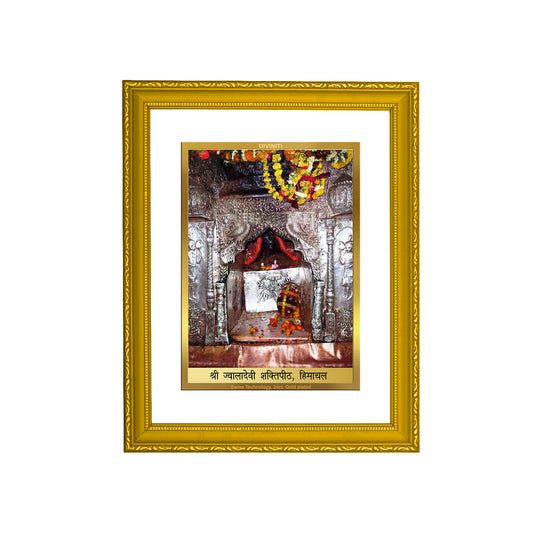 DIVINITI 24K Gold Plated Jwala Devi Wooden Photo Frame Idol for Home Decor, Table Top, Wall Hanging, Workshop, Premium Gift | DG113 Size 2 (22.6x18.4 CM)