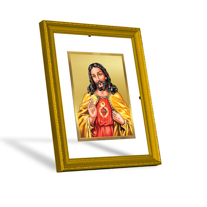 DIVINITI 24K Gold Plated Foil Jesus Wooden Exquisite Photo Frame Idol for Workshop, Wall Hanging, Home Decor, Premium Gift | DG101 Size 2 (22.6x18.4 CM)