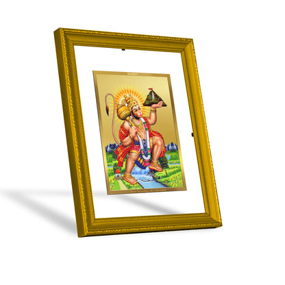 DIVINITI 24K Gold Plated Foil Lord Hanuman Wooden Wall Photo Frame Idol for Home Decor, Workshop, Puja Room, Luxury Gift | DG101 Size 2 (22.6x18.4 CM)