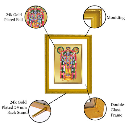 DIVINITI 24K Gold Plated Foil Guru Vayurappan Wooden Photo Frame Idol for Wall Hanging, Home & Office Decor, Workshop, Gift | DG101 Size 2 (22.6x18.4 CM)