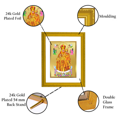 DIVINITI 24K Gold Plated Lady Of Health Wooden Elegant Photo Frame Idol for Puja Room, Home Wall Decor, Workshop, Table Top, Premium Gift | DG101 Size 2 (22.6x18.4 CM)