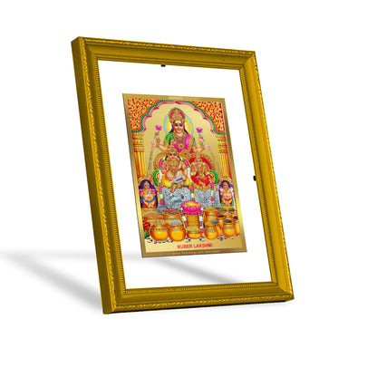 DIVINITI 24K Gold Plated Kuber Lakshmi Exquisite Photo Frame Idol for Home & Office Decor, Wall Hanging, Workshop, Table Top, Gift|DG101 Size 2 (22.6x18.4 CM)