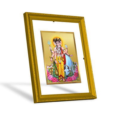 DIVINITI 24K Gold Plated Foil Dattatreya Wooden Modern Photo Frame Idol for Puja Room, Home Decor, Wall Hanging, Premium Gift | DG101 Size 2 (22.6x18.4 CM)