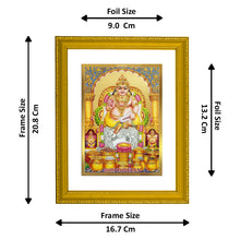 Load image into Gallery viewer, DIVINITI Kuber Gold Plated Wall Photo Frame| DG Frame 101 Size 2 Wall Photo Frame and 24K Gold Plated Foil| Religious Photo Frame Idol For Prayer, Gifts  (20.8CMX16.7CM)
