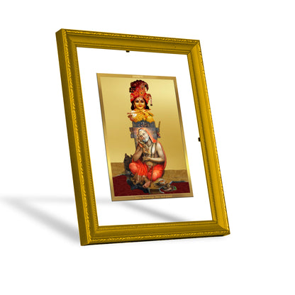 DIVINITI 24K Gold Plated Lord Krishna Wooden Photo Frame Idol for Home Decor, Table Top, Wall Hanging, Workshop, Gift Item | DG101 Size 2 (22.6x18.4 CM)