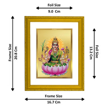 Load image into Gallery viewer, DIVINITI 24K Gold Plated Foil Dhanya Lakshmi Wooden Photo Frame Idol for Wall Hanging, Puja Room, Home Decor, Luxurious Gift | DG101 Size 2 (22.6x18.4 CM)
