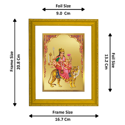 DIVINITI 24K Gold Plated Kushmanda Mata Wooden Photo Frame Idol for Home & Office Wall Decor, Workshop, Table Top, Premium Gift | DG113 Size 2 (22.6x18.4 CM)