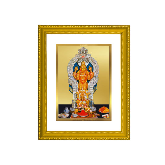 DIVINITI 24K Gold Plated Foil Goddess Annapoorna Wooden Classic Photo Frame Idol for Puja Room, Wall Hanging, Luxury Gift | DG101 Size 2 (22.6x18.4 CM)