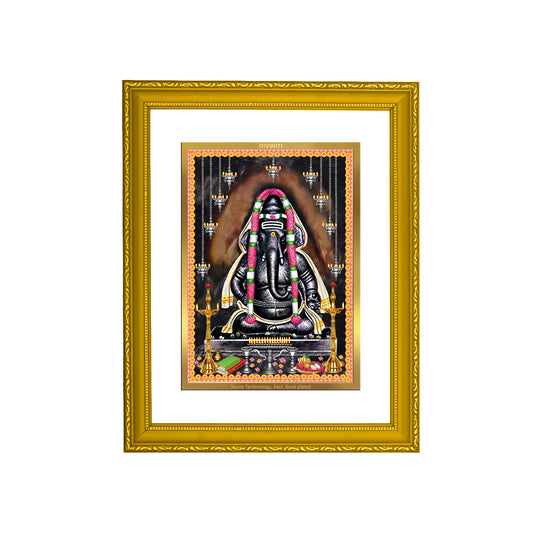 DIVINITI 24K Gold Plated Foil Ayyappan Vinayagar Wooden Wall Photo Frame Idol for Puja Room, Home & Office Decor, Workshop, Gift | DG101 Size 2 (22.6x18.4 CM)