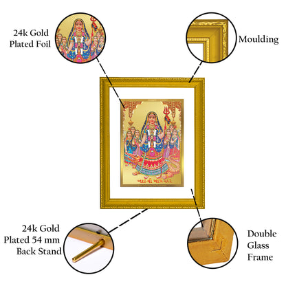 DIVINITI 24K Gold Plated Khodiyar Mata Wooden Modern Photo Frame Idol for Puja Room, Home Wall Decor, Workshop, Table Top, Premium Gift | DG101 Size 2 (22.6x18.4 CM)