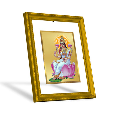 DIVINITI 24K Gold Plated Foil Aishwarya Lakshmi Wooden Luxurious Photo Frame Idol for Home Decor, Wall Hanging, Puja Room, Gift | DG101 Size 2 (22.6x18.4 CM)