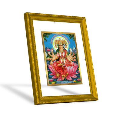 DIVINITI 24K Gold Plated Foil Gayatri Mata Wooden Photo Frame Idol for Home Wall Decor, Workshop, Puja Room, Traditional Gift | DG101 Size 2 (22.6x18.4 CM)