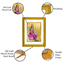 Load image into Gallery viewer, DIVINITI 24K Gold Plated Foil Aadi Lakshmi Wooden Photo Frame Idol for Prayer, Home Decor, Wall Hanging, Premium Gift | DG101 Size 2 (22.6x18.4 CM)
