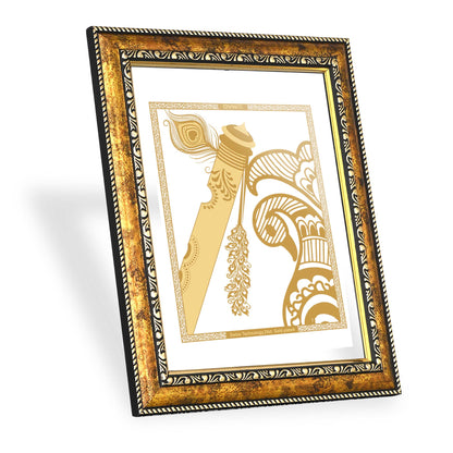 Diviniti 24K Gold Plated Flute Photo Frame for Home Décor, Wall Hanging, Living Room, Hall, Guest Room, Showpiece & Gift DG113S3 (27.6X35.4 CM)