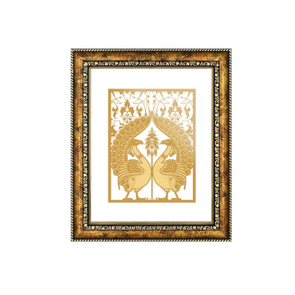 Diviniti 24K Gold Plated Peacock Couple Photo Frame for Home Décor, Wall Hanging, Living Room, Hall, Guest Room, Showpiece & Gift DG113S3 (27.6X35.4 CM)