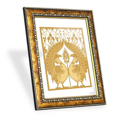 Diviniti 24K Gold Plated Peacock Couple Photo Frame for Home Décor, Wall Hanging, Living Room, Hall, Guest Room, Showpiece & Gift DG113S3 (27.6X35.4 CM)