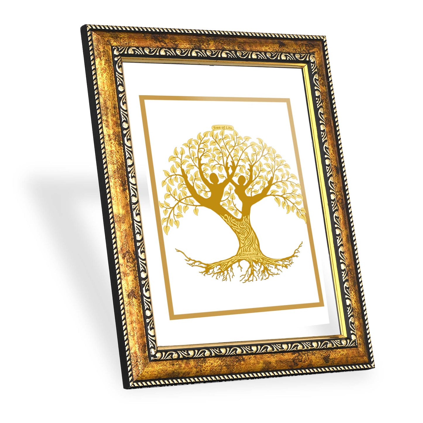 Diviniti 24K Gold Plated Tree of Life Photo Frame for Home Décor, Wall Hanging, Living Room, Hall, Guest Room, Showpiece & Gift DG113S3 (27.6X35.4 CM)