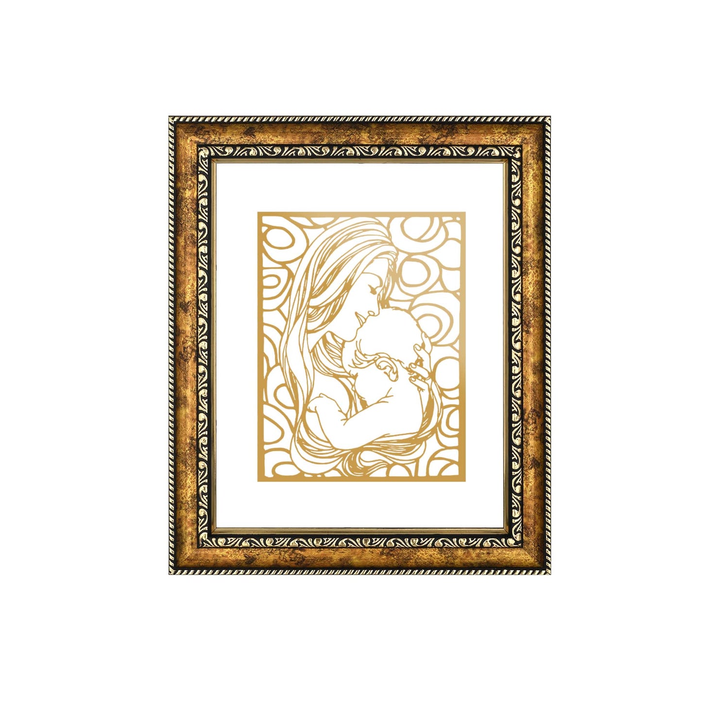 Diviniti 24K Gold Plated Mother Love Photo Frame for Home Décor, Wall Hanging, Living Room, Hall, Guest Room, Showpiece & Gift DG113S3 (27.6X35.4 CM)