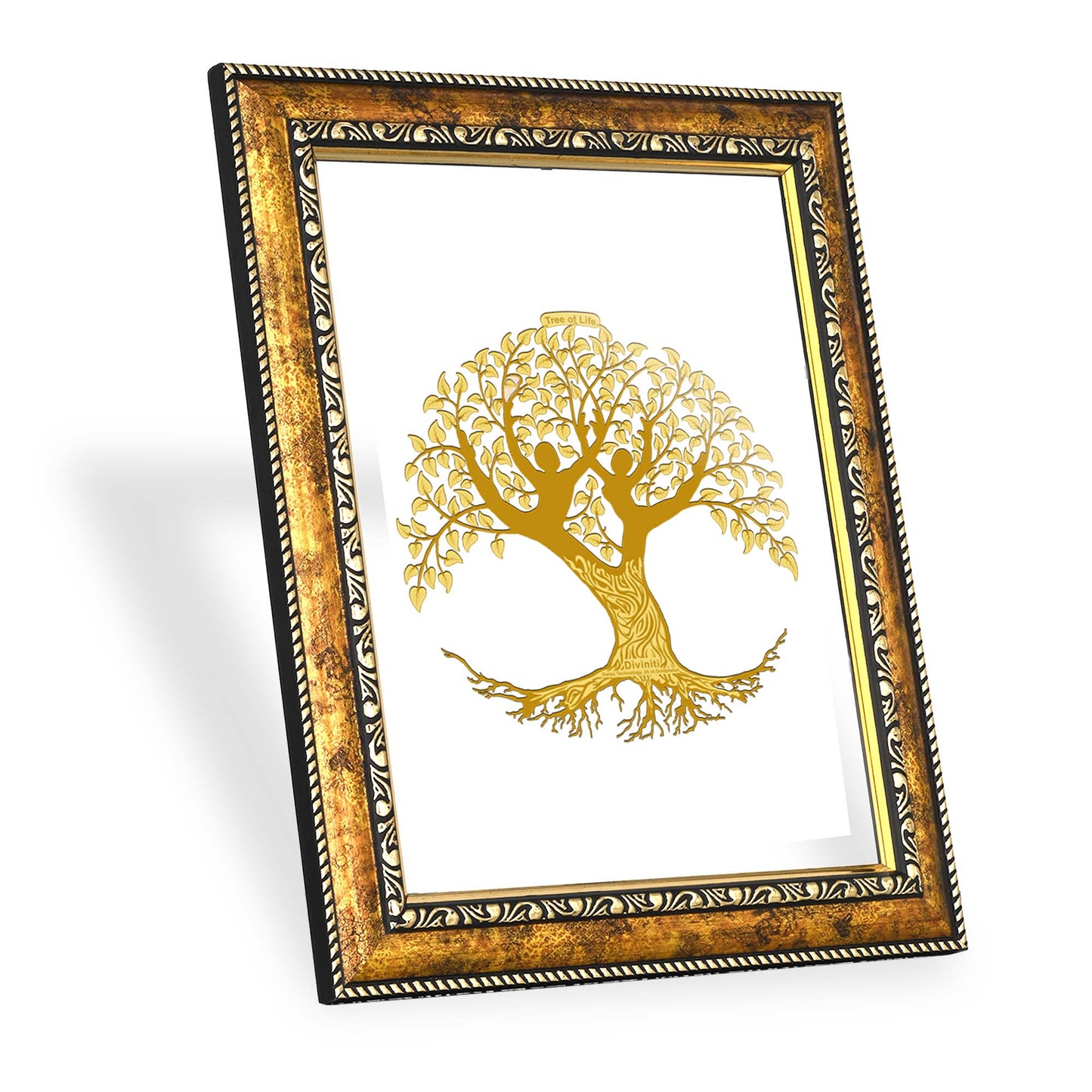 Diviniti 24K Gold Plated Tree of Life Photo Frame for Home Décor, Wall Hanging, Living Room, Hall, Guest Room, Showpiece & Gift DG113S3 (27.6X35.4 CM)