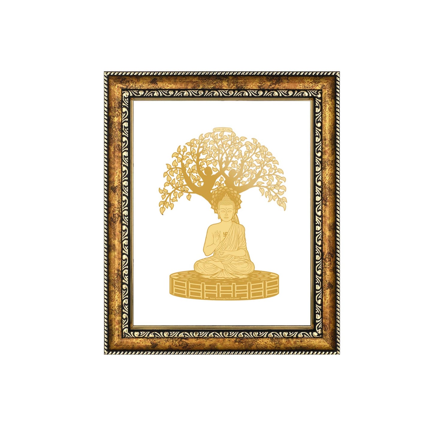 Diviniti 24K Gold Plated Bodhi Tree Photo Frame for Home Décor, Wall Hanging, Living Room, Hall, Guest Room, Showpiece & Gift DG113S3 (27.6X35.4 CM)