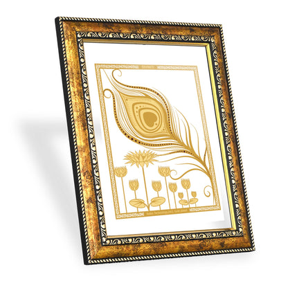 Diviniti 24K Gold Plated Peacock Feather Photo Frame for Home Décor, Wall Hanging, Living Room, Hall, Guest Room, Showpiece & Gift DG113S3 (27.6X35.4 CM)