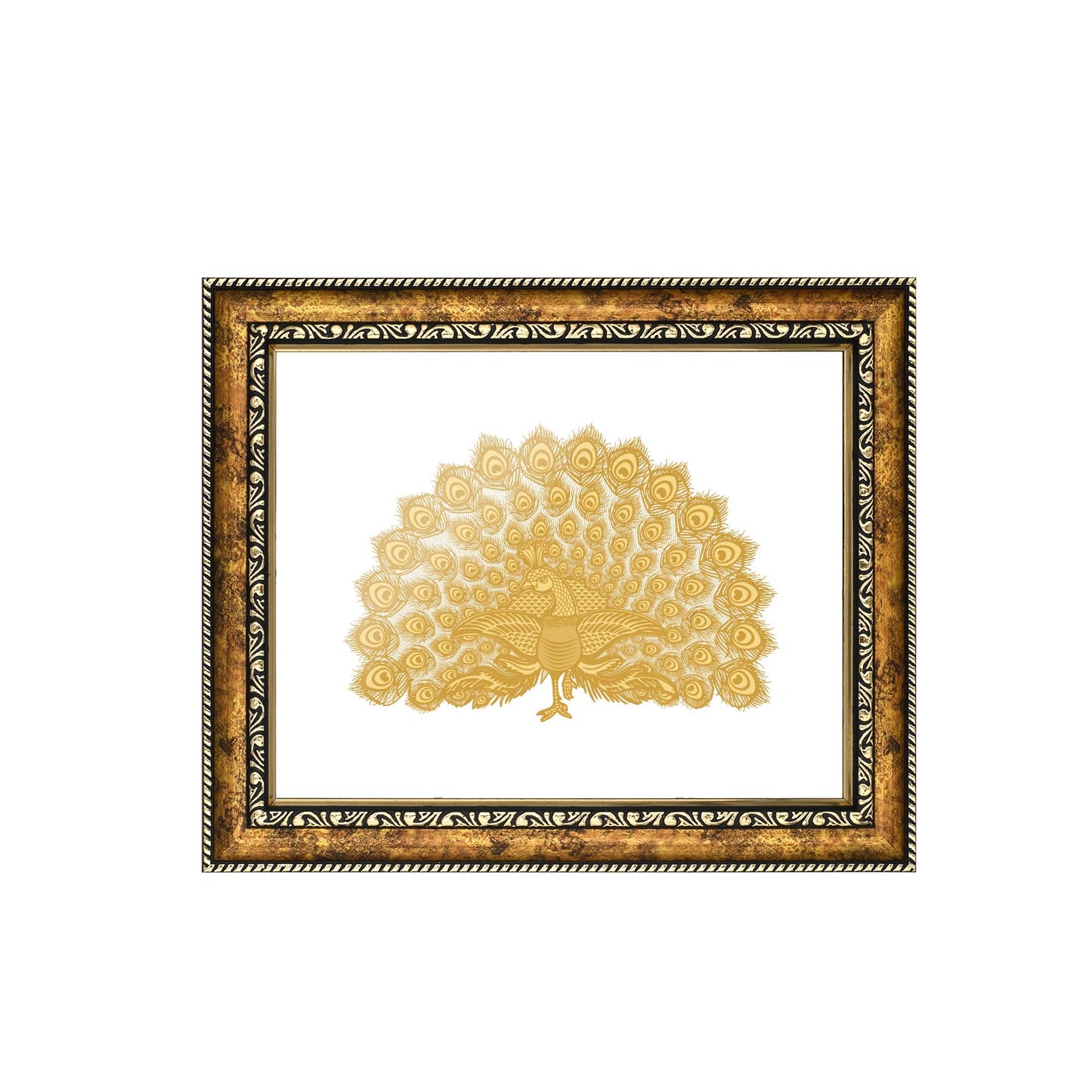 Diviniti 24K Gold Plated Peacock Photo Frame for Home Décor, Wall Hanging, Living Room, Hall, Guest Room, Showpiece & Gift DG113S3 (27.6X35.4 CM)