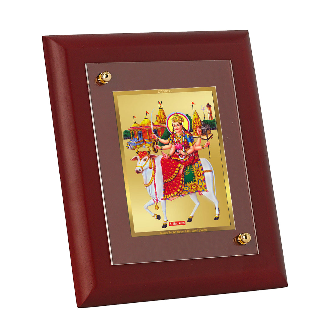 DIVINITI 24K Gold Plated Foil Umiya Mata Photo Frame Idol for Wall Hanging, Home Decor, Table Top, Worship, Gift|MDF Size 1 (16.7x14.2 CM)