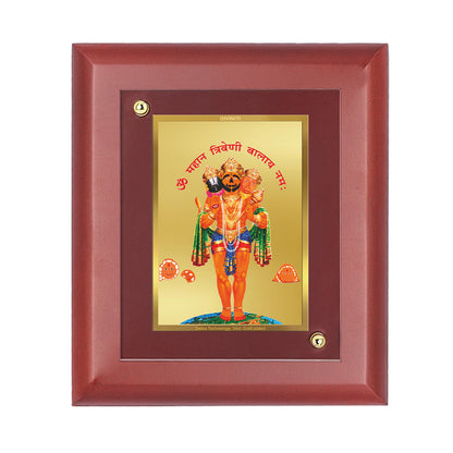 DIVINITI 24K Gold Plated Foil Triveni Balaji Wooden Photo Frame Idol for Worship, Home Decor, Wall Decor, Table Top, Gift | MDF Size 1 (16.7x14.2 CM)