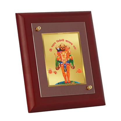 DIVINITI 24K Gold Plated Foil Triveni Balaji Wooden Photo Frame Idol for Worship, Home Decor, Wall Decor, Table Top, Gift | MDF Size 1 (16.7x14.2 CM)