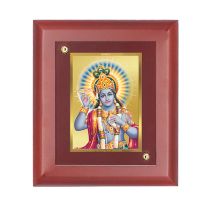 DIVINITI 24K Gold Plated Foil Lord Vishnu Traditional Photo Frame Idol for Home Wall Decor, Table Top, Puja Room, Gift|MDF Size 1 (16.7x14.2 CM)