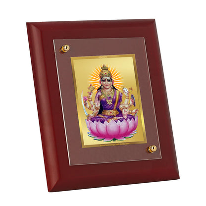 DIVINITI 24K Gold Plated Foil Vijay Lakshmi Wooden Luxurious Wall Photo Frame Idol for Table Top, Puja Room, Home Decor, Luxury Gift | MDF Size 1 (16.7x14.2 CM)