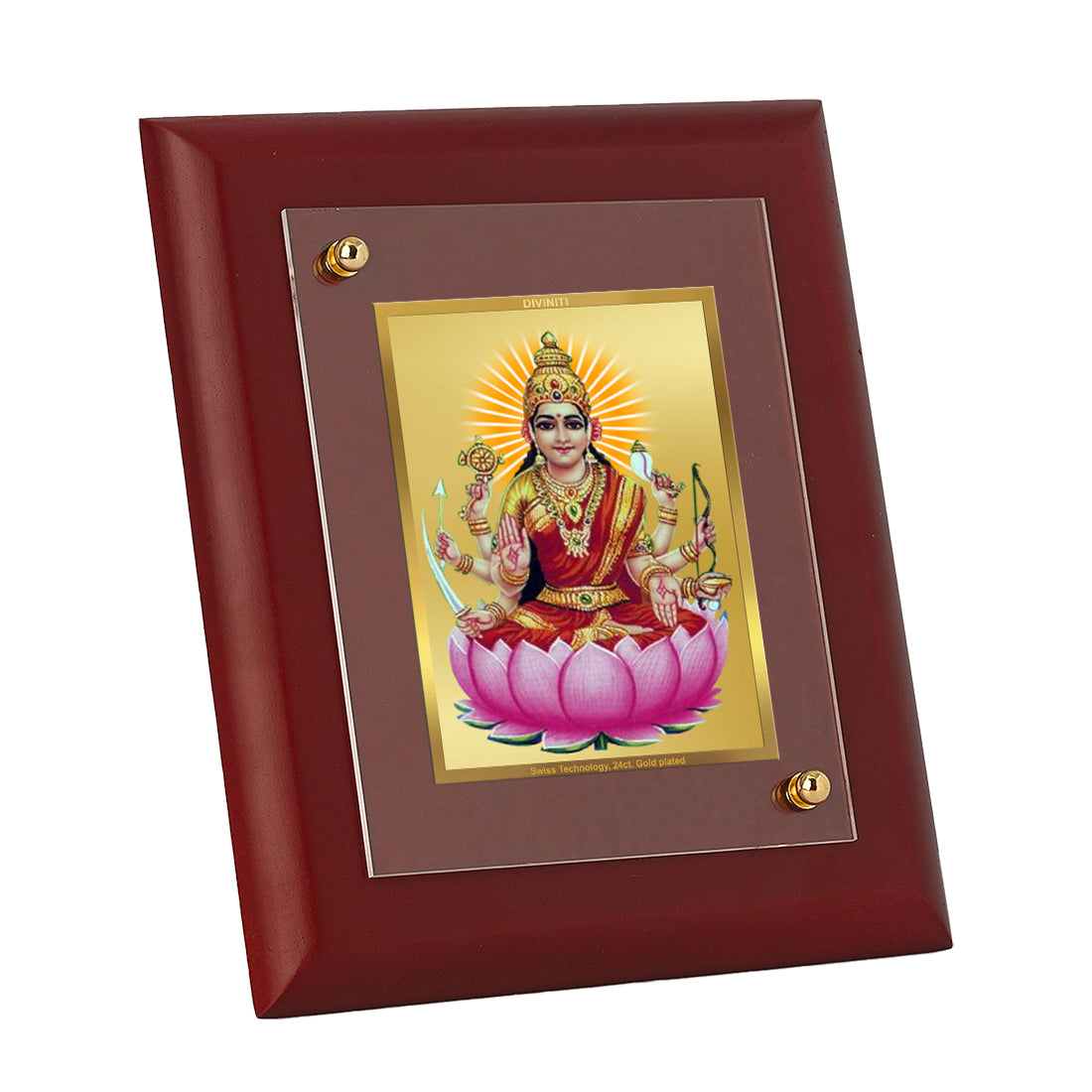 DIVINITI 24K Gold Plated Foil Veer Lakshmi Exquisite Wall Photo Frame Idol for Puja Room, Home Decor, Table Top, Gift|MDF Size 1 (16.7x14.2 CM)