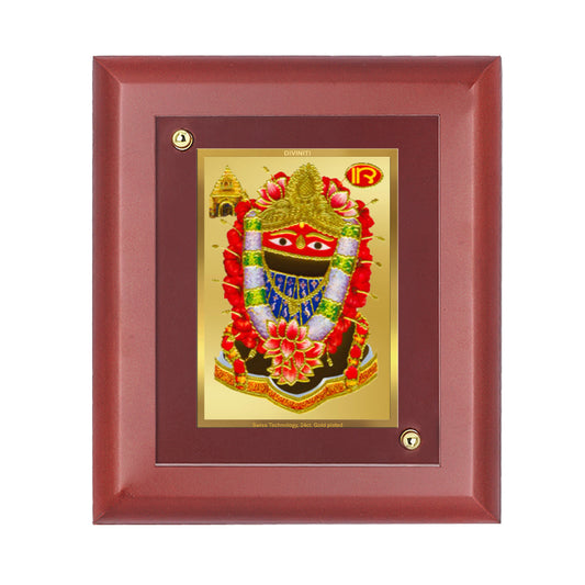 DIVINITI 24K Gold Plated Foil Goddess Tarini Devi Wooden Photo Frame Idol for Home Wall Decor, Table Top, Worship, Luxury Gift | MDF Size 1 (16.7x14.2 CM)