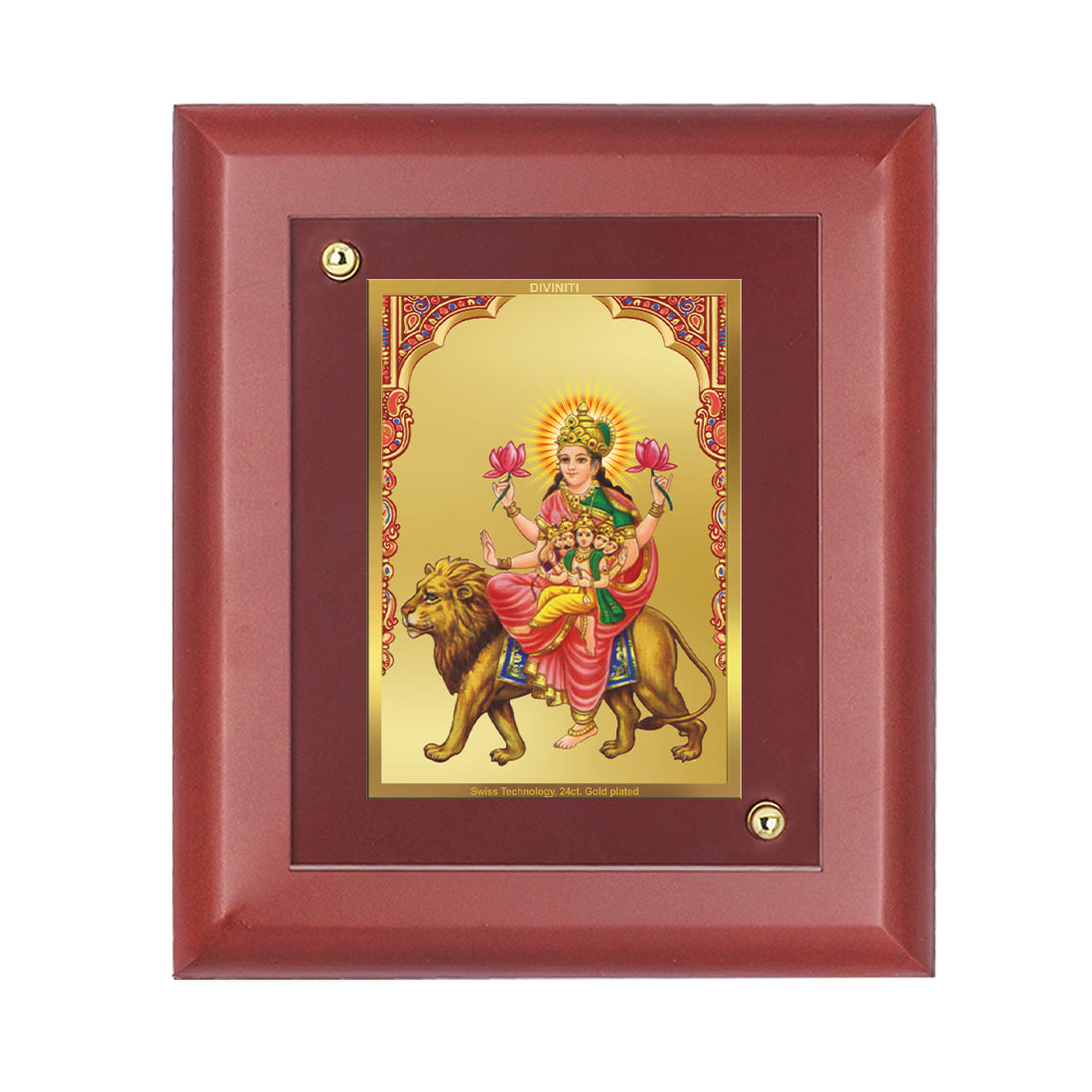 Diviniti Skandmata Mata gold-plated Wall Photo Frame, Table Decor| MDF 1 Wooden Photo Frame with 24K gold-plated Foil| Religious Photo Frame Idol For Prayer, Gifts Items