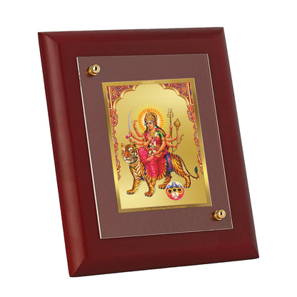 DIVINITI 24K Gold Plated Foil Goddess Durga Elegant Wall Photo Frame Idol for Home & Office Decor, Table Top, Puja Room, Gift|MDF Size 1 (16.7x14.2 CM)