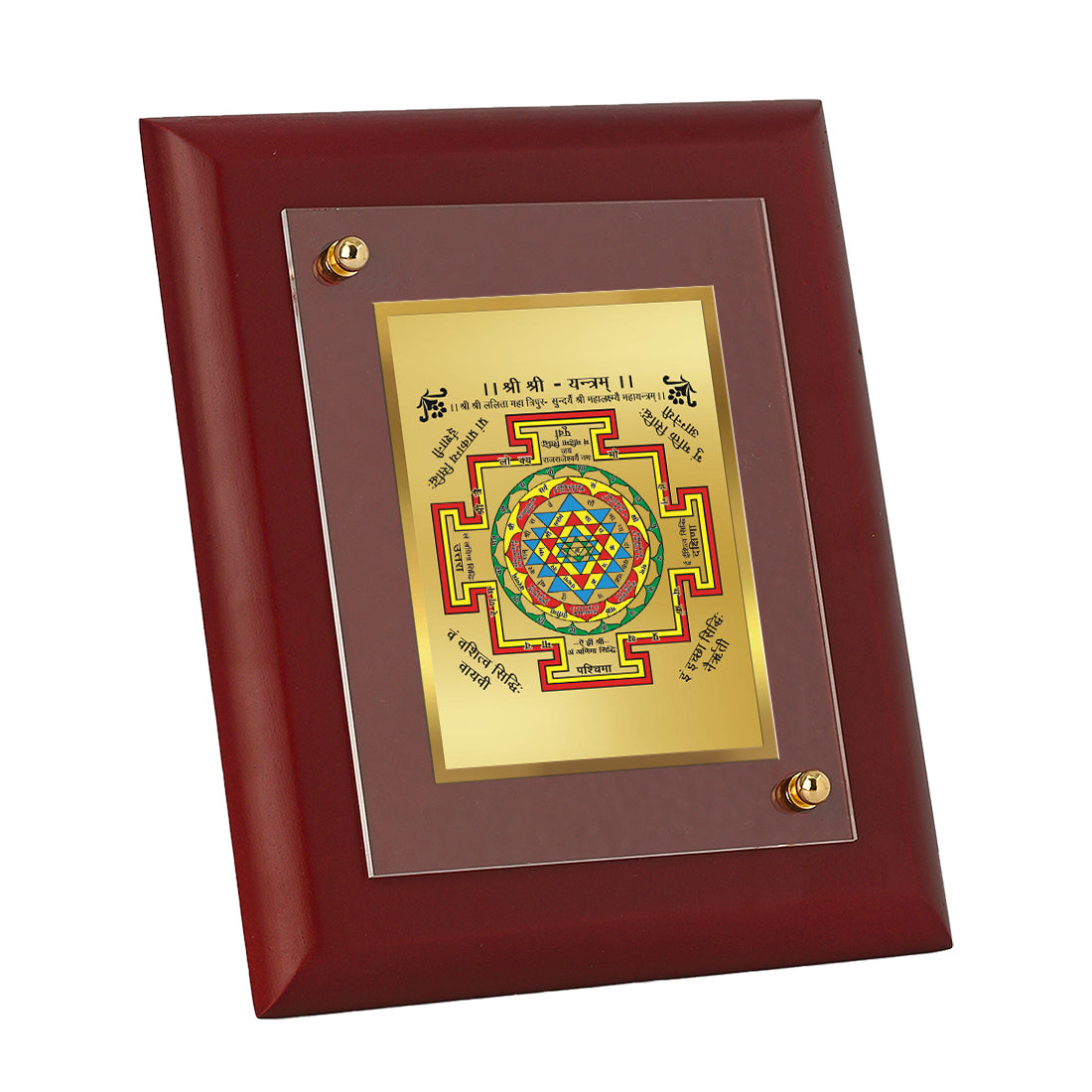 DIVINITI 24K Gold Plated Foil Shree Yantra Luxurious Photo Frame Idol for Puja Room, Home Decor, Wall Hanging, Table Top, Gift|MDF Size 1 (16.7x14.2 CM)