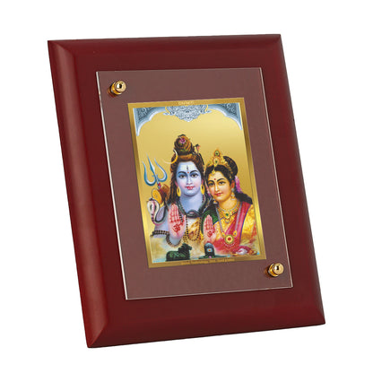 Diviniti Shiv Parvati -1 gold-plated Wall Photo Frame, Table Decor| MDF 1 Wooden Photo Frame with 24K gold-plated Foil| Religious Photo Frame Idol For Prayer, Gifts Items