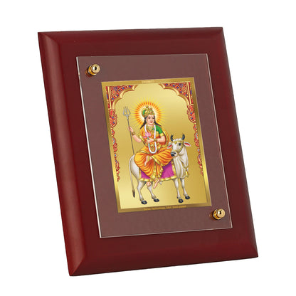 DIVINITI 24K Gold Plated Foil Shailputri Mata Photo Frame Idol for Wall Hanging, Home Decor, Table Top, Festival, Gift|MDF Size 1 (16.7x14.2 CM)