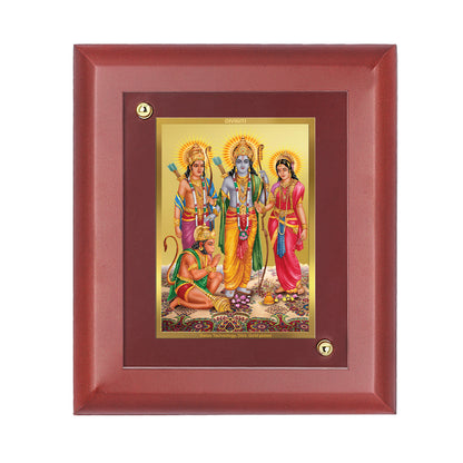 DIVINITI 24K Gold Plated Foil Lord Ram Darbar Wooden Stylish Wall Photo Frame Idol for Temple, Home Decor, Luxury Gift | MDF Size 1 (16.7x14.2 CM)